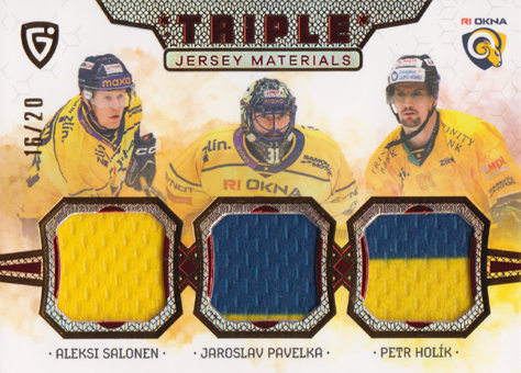 Salonen Pavelka Holík 24-25 GOAL Cards Maxa liga Triple Jersey Red #JM-04