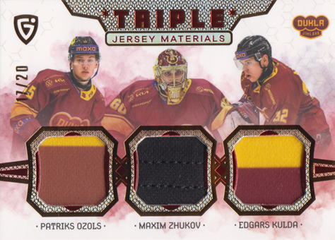 Ozols Zhukov Kulda 24-25 GOAL Cards Maxa liga Triple Jersey Red #JM-06
