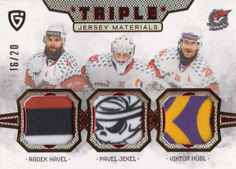 Havel Jekel Hübl 24-25 GOAL Cards Maxa liga Triple Jersey Red #JM-08