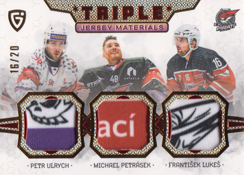 Ulrych Petrásek Lukeš 24-25 GOAL Cards Maxa liga Triple Jersey Red #JM-09