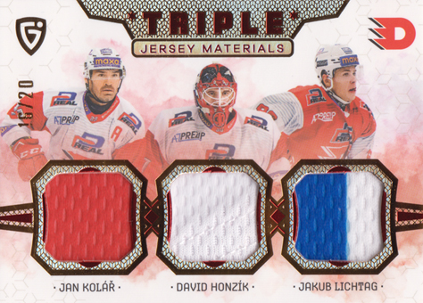 Kolář Honzík Lichtag 24-25 GOAL Cards Maxa liga Triple Jersey Red #JM-10