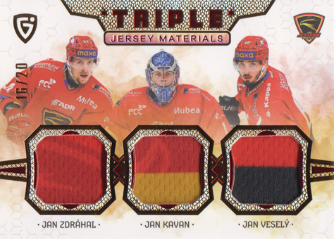 Zdráhal Kavan Veselý 24-25 GOAL Cards Maxa liga Triple Jersey Red #JM-16