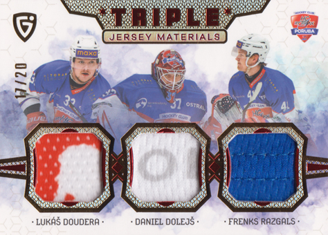 Doudera Dolejš Razgals 24-25 GOAL Cards Maxa liga Triple Jersey Red #JM-17
