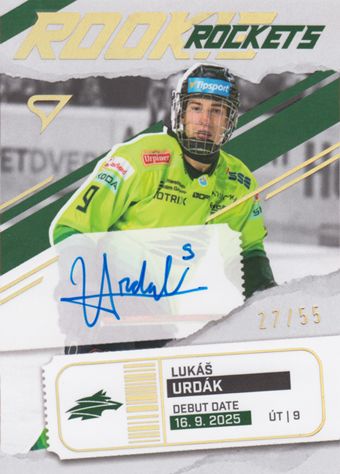 Urdák Lukáš 25-26 Tipsport Liga Rookie Rockets Gold Auto #RRS-LU