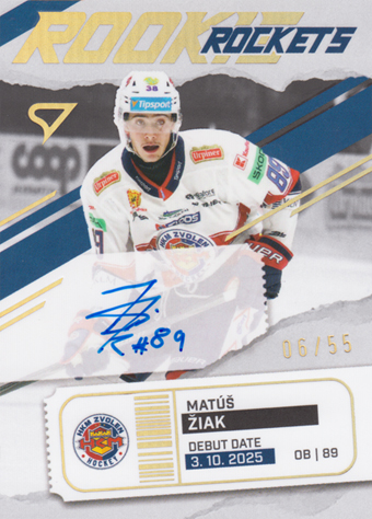 Žiak Matúš 25-26 Tipsport Liga Rookie Rockets Gold Auto #RRS-MZ