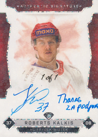 Kaļķis Roberts 25-26 GOAL Cards Maxa liga Authentic Signature Platinum Neon #FMI-3