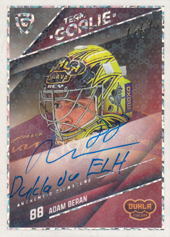 Beran Adam 25-26 GOAL Cards Maxa liga Team Goalie Auto Platinum Neon #SG-01
