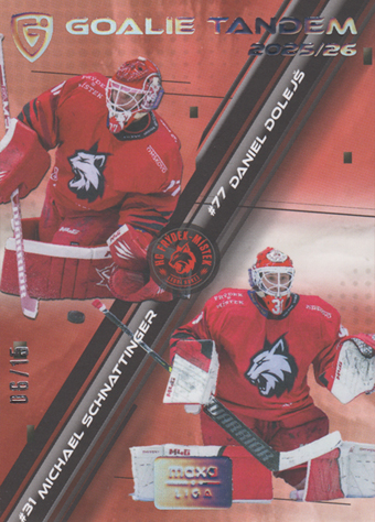 Dolejš Schnattinger 25-26 GOAL Cards Maxa liga Goalie Tandem Platinum #GT-1