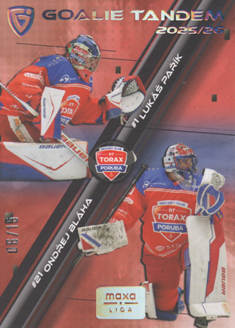 Pařík Bláha 25-26 GOAL Cards Maxa liga Goalie Tandem Platinum #GT-8