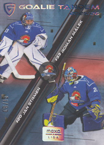 Málek Strmeň 25-26 GOAL Cards Maxa liga Goalie Tandem Platinum #GT-14
