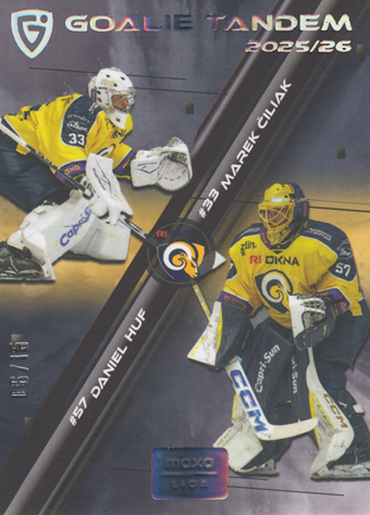 Čiliak Huf 25-26 GOAL Cards Maxa liga Goalie Tandem Platinum #GT-17