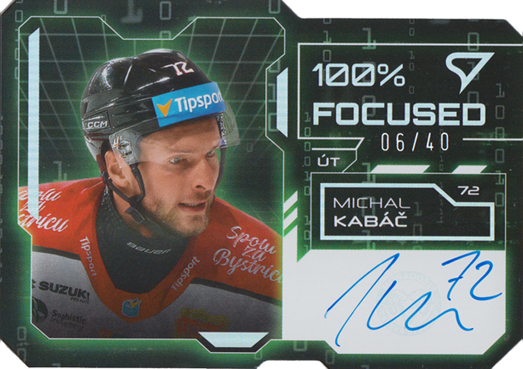Kabáč Michal 25-26 Tipsport Liga 100% Focused Green Auto #FSS-MK