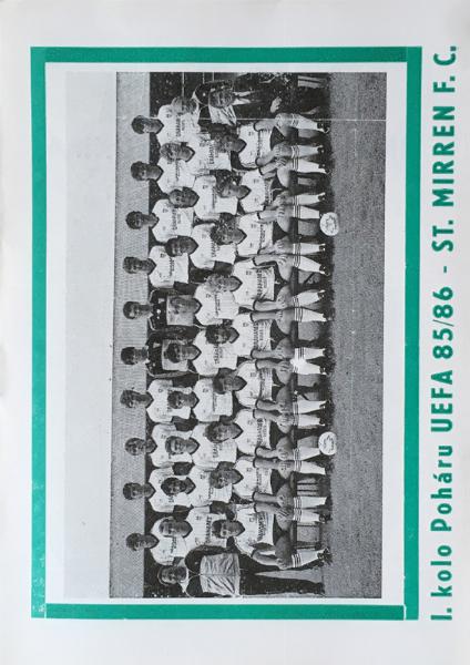 Zápasový bulletin Slavia Praha-St. Mirren (17.9.1985)