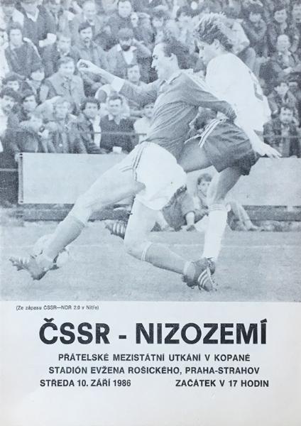 Zápasový bulletin Československo-Nizozemsko (10.9.1986)