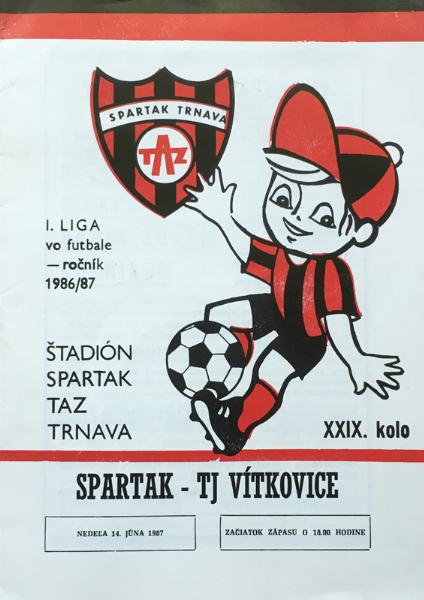 Zápasový bulletin Trnava-Vítkovice (14.6.1987)
