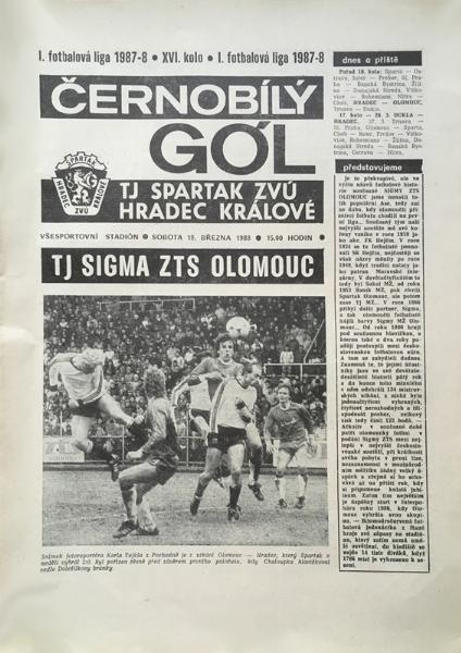 Zápasový bulletin Hradec Králové-Olomouc (19.3.1988)
