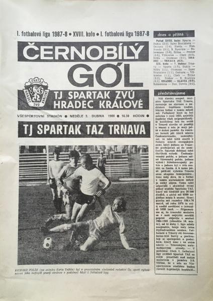 Zápasový bulletin Hradec Králové-Trnava (3.4.1988)