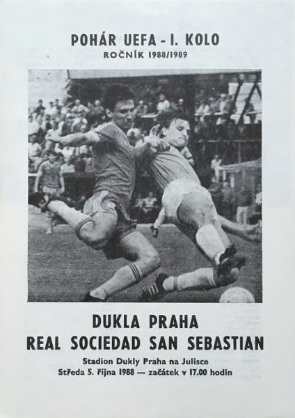 Zápasový bulletin Bohemians Praha-San Sebastián (5.10.1988)