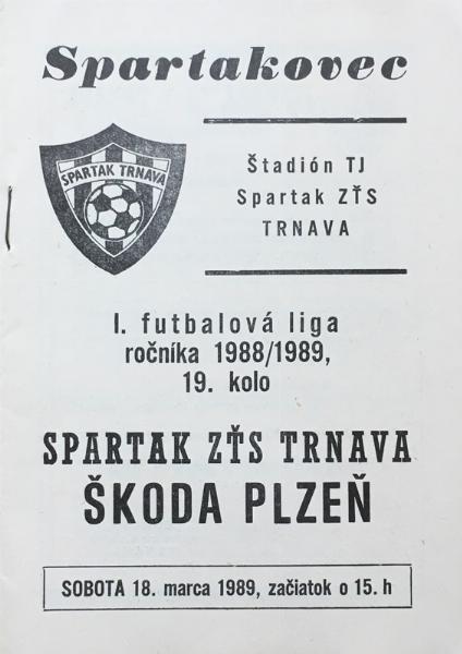 Zápasový bulletin Trnava-Plzeň (18.3.1989)