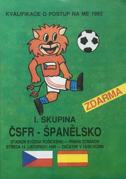 Zápasový bulletin ČSFR-Španělsko (14.11.1990)