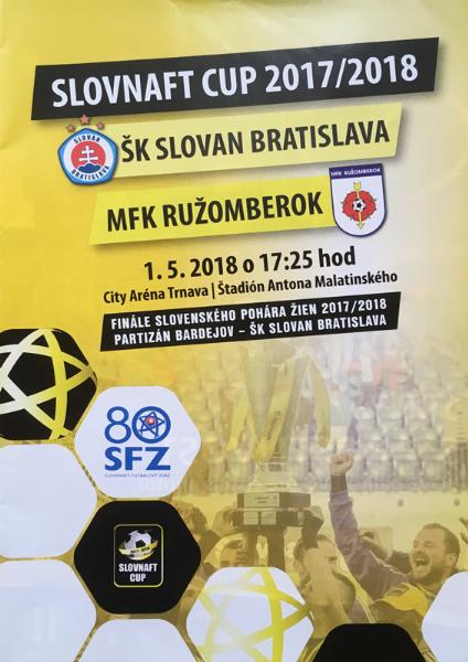 Zápasový bulletin Slovan Bratislava-Ružomberok (1.5.2018)