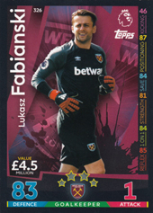 Fabiański Łukasz 18-19 Topps Match Attax PL #326