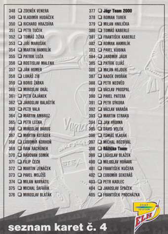 Seznam 4 00-01 OFS Cards Seznam karet #421