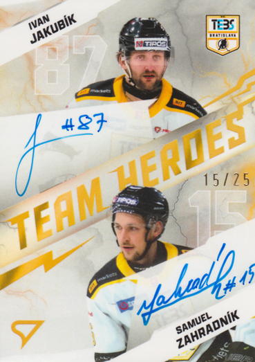 Jakubík Zahradník 25-26 Slovenská hokejová liga Team Heroes Gold Auto #THS-JZ