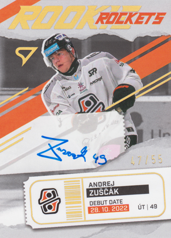 Zuščák Andrej 25-26 Tipsport Liga Rookie Rockets Gold Auto #RRS-AZ