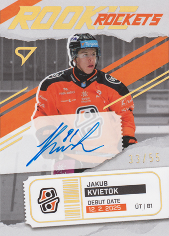Kvietok Jakub 25-26 Tipsport Liga Rookie Rockets Gold Auto #RRS-JK