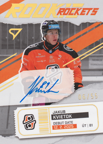 Kvietok Jakub 25-26 Tipsport Liga Rookie Rockets Gold Auto #RRS-JK
