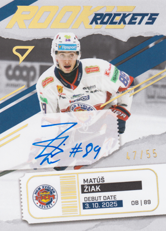 Žiak Matúš 25-26 Tipsport Liga Rookie Rockets Gold Auto #RRS-MZ