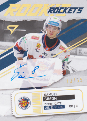 Šimon Samuel 25-26 Tipsport Liga Rookie Rockets Gold Auto #RRS-SS
