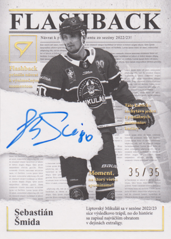 Šmida Sebastián 25-26 Tipsport Liga Flashback Gold Auto #FBS-SS