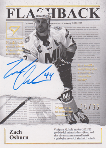 Osburn Zach 25-26 Tipsport Liga Flashback Gold Auto #FBS-ZO