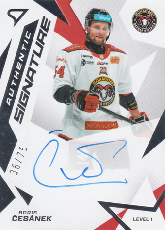Česánek Boris 25-26 Tipsport Liga Authentic Signature Level 1 #SL1-BC