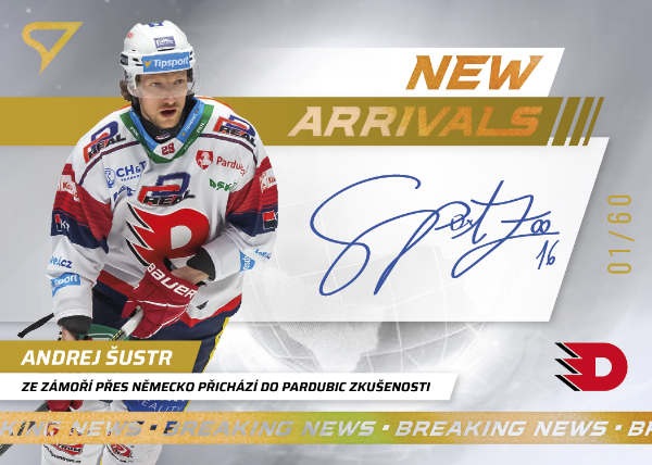 Šustr Andrej 24-25 Tipsport Extraliga New Arrivals Auto #NAS-AS