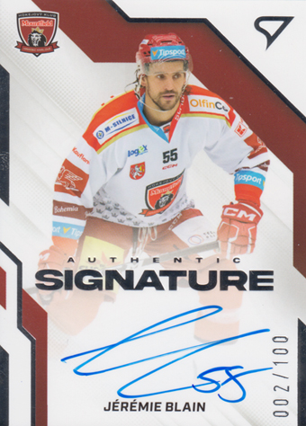 Blain Jérémie 22-23 Tipsport Extraliga Authentic Signature Level 2 #AS2-JB