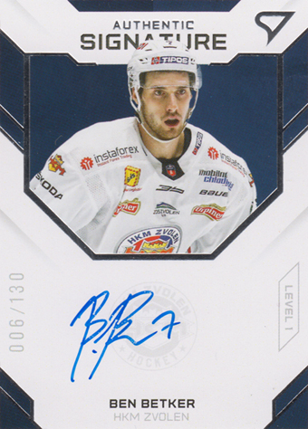 Betker Ben 20-21 Tipos Extraliga Authentic Signature Level 1 #SL1-14