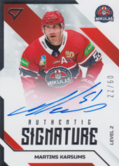 Karsums Mārtiņš 22-23 Tipos Extraliga Authentic Signature Level 2 #SL2-MK