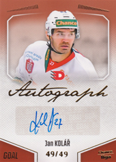 Kolář Jan 22-23 GOAL Cards Chance liga Autograph #A-62