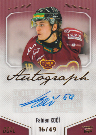 Kočí Fabien 22-23 GOAL Cards Chance liga Autograph #A-86