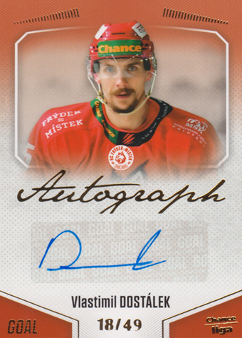 Dostálek Vlastimil 22-23 GOAL Cards Chance liga Autograph #A-143