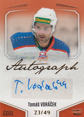 Voráček Tomáš 22-23 GOAL Cards Chance liga Autograph #A-152