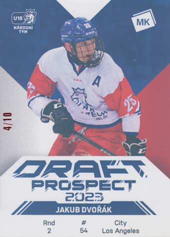 Dvořák Jakub 2023 MK Reprezentace Draft Prospects Red #DP-3