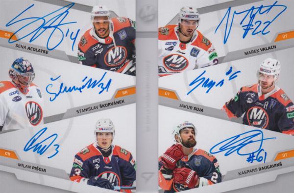 Škorvánek Acolatse Pišoja Valach Suja Daugaviņš 23-24 Tipos Extraliga Hero Line Signature Booklet #H