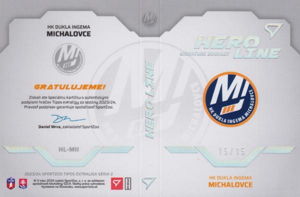 Škorvánek Acolatse Pišoja Valach Suja Daugaviņš 23-24 Tipos Extraliga Hero Line Signature Booklet #H