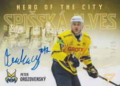 Ordzovenský Peter 22-23 Tipos Extraliga Hero of the City Auto #HCS-PO