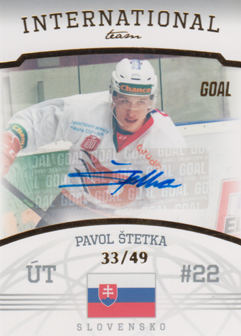 Štetka Pavol 22-23 GOAL Cards Chance liga International Team Autograph #IT-12