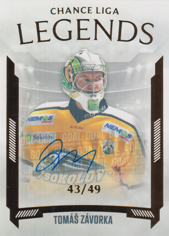 Závorka Tomáš 22-23 GOAL Cards Chance liga Legends Autograph #LL-7